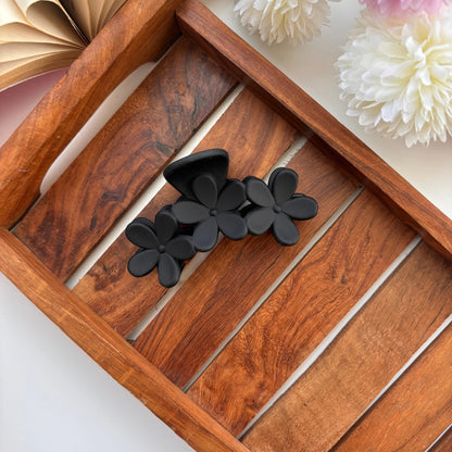 Matte Finish Triple Flower Hair Claw - Large