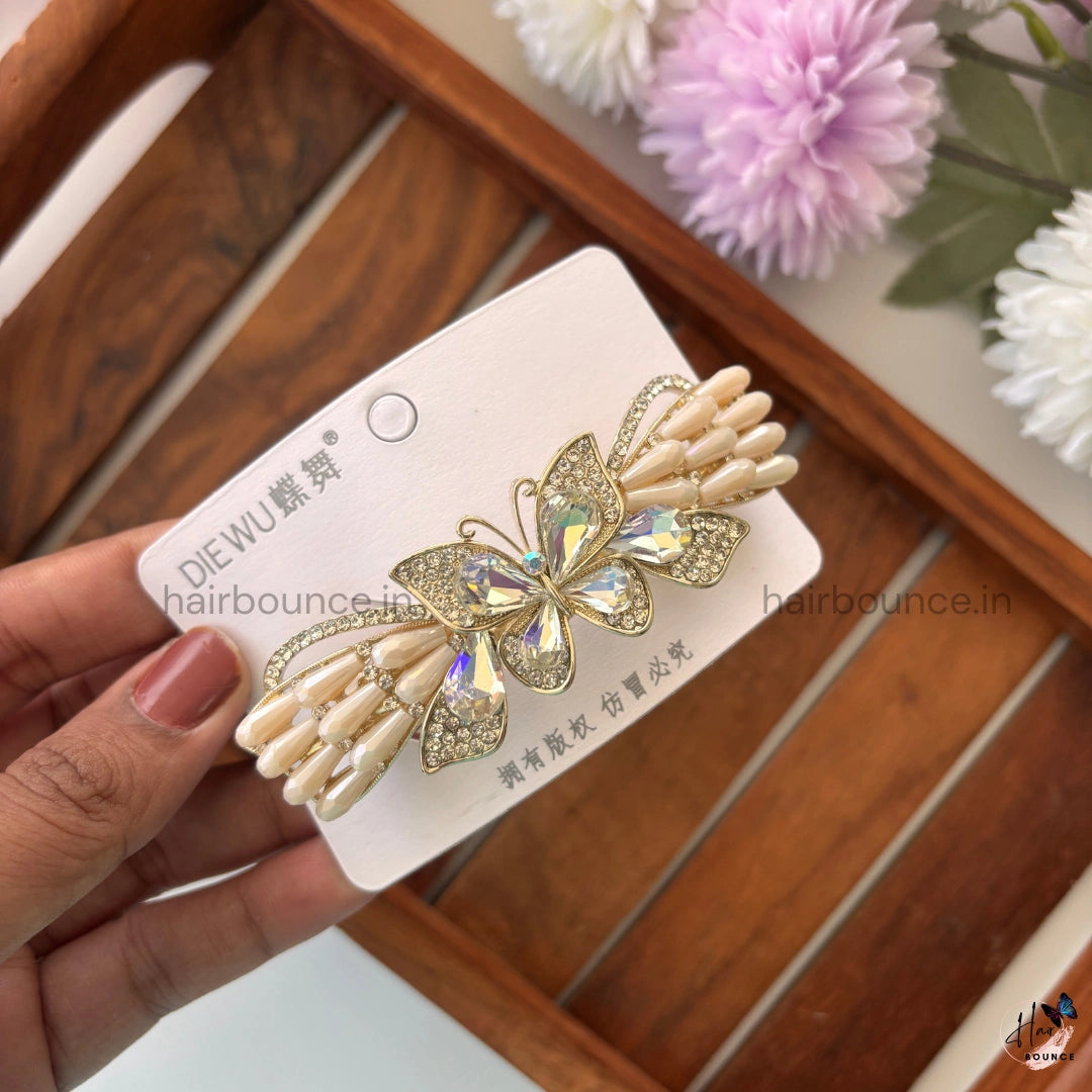 Aurora Butterfly Crystal Bar Clip