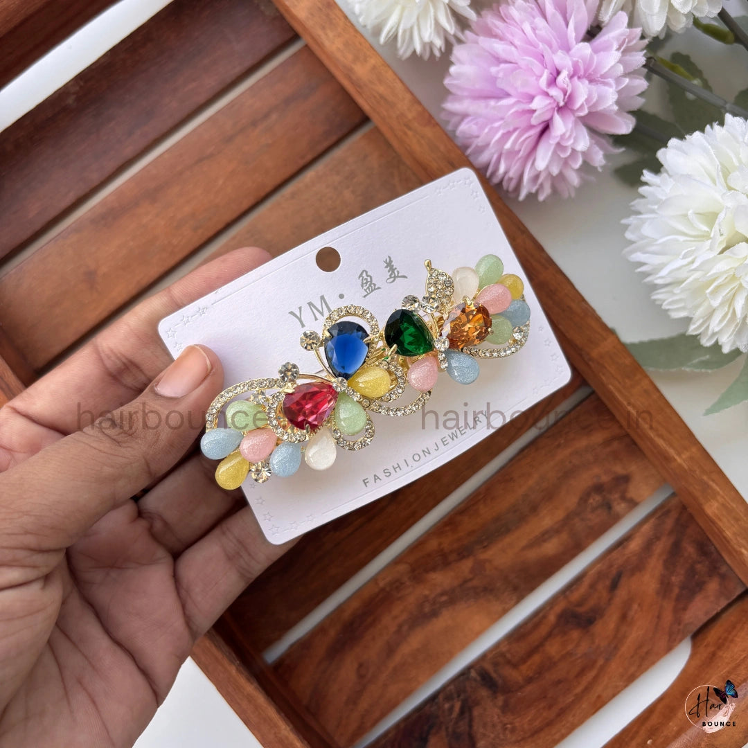 Butterfly Bloom Crystal Hair Barrette