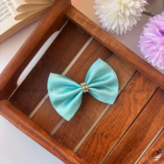 Crystal Shine Bow Clip - Mint Bow
