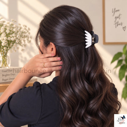 Dual Colour Lined Hair Claw - Medium