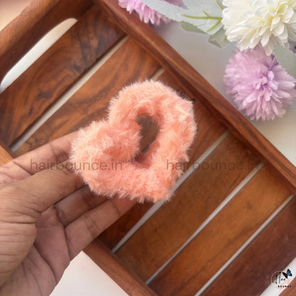 Colourful Heart Fur Hair Claw - Medium