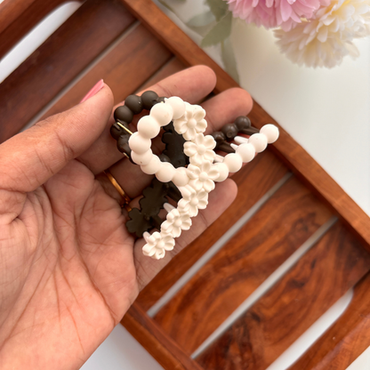 Dual Colour Flower Bubble Loop Hair Claw - Medium