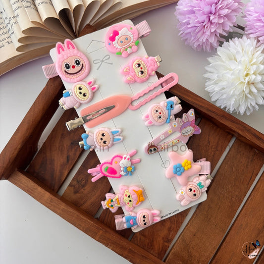 Kawaii Cartoon Hair Clip Combo – 14 Pieces (Multicolor Collection)