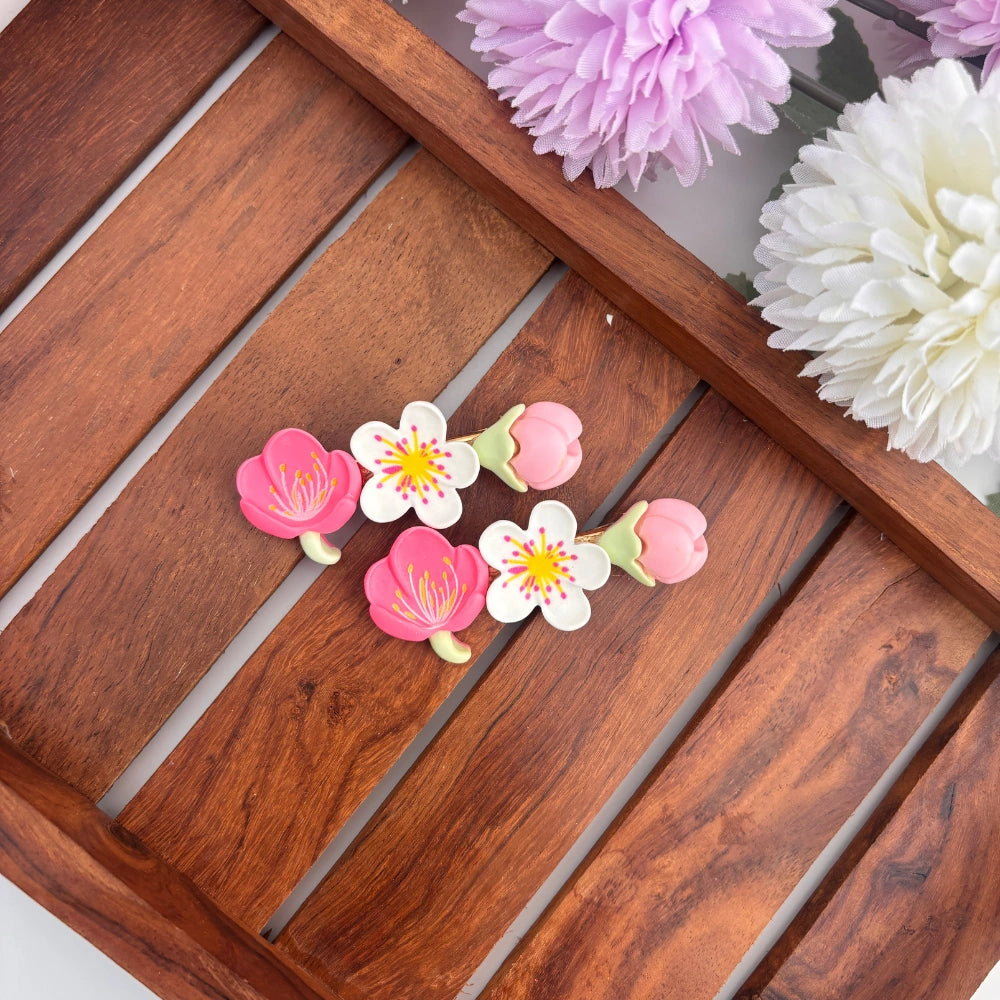 Ceramic Flower Alligator Clip - Set of 2