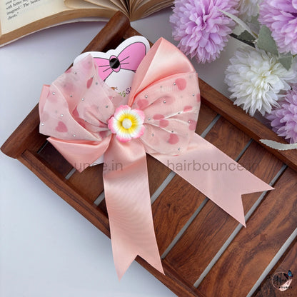 Sparkle Daisy Heart Bow Hair Clip