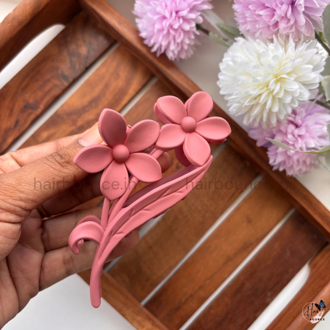 Matte Twin Blossom Vine Hair Claw – Large