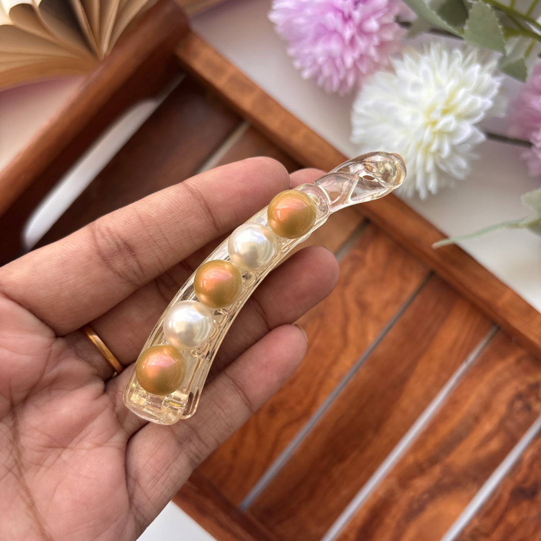 Dual Tone Pearl Banana Clip - Medium