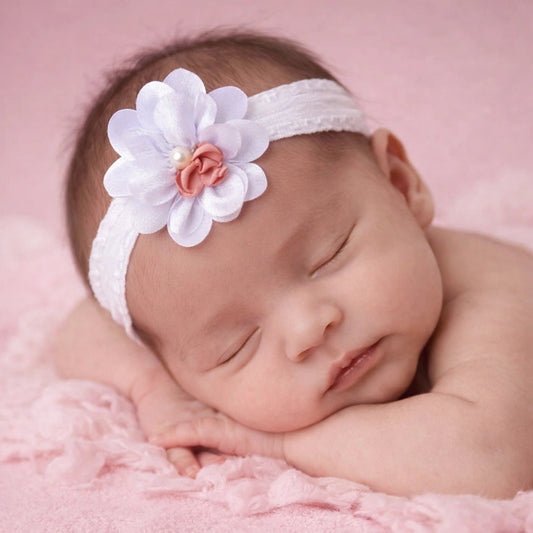 Pearl Shine Bloom  New Born Headband