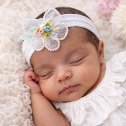 Pearl Blossom Newborn Baby Headband
