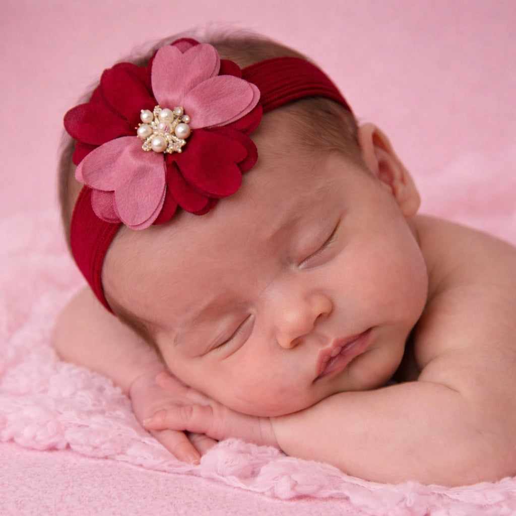 Dual Colour Flower Newborn Headband