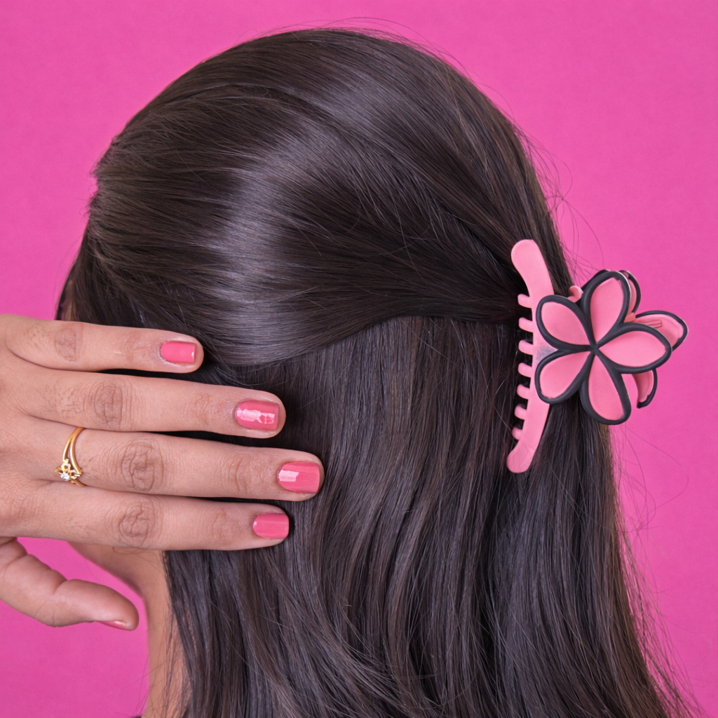 Matte Five Petal Flower Hair Claw – Medium