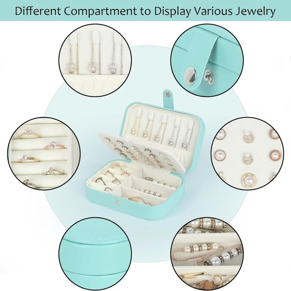 Leather Zipper Portable Storage Case with Dividers Container for Rings, Earrings, Necklace Home Organizer