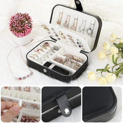 Leather Zipper Portable Storage Case with Dividers Container for Rings, Earrings, Necklace Home Organizer