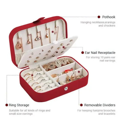 Leather Zipper Portable Storage Case with Dividers Container for Rings, Earrings, Necklace Home Organizer