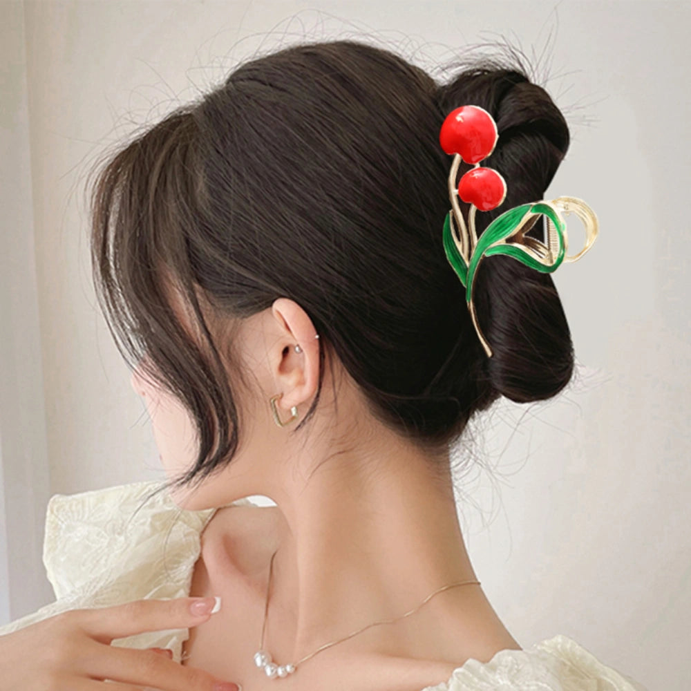 Red Cherry Loop Hair Claw – Large