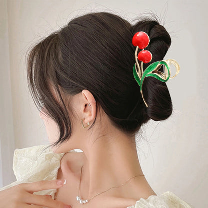 Red Cherry Loop Hair Claw – Large