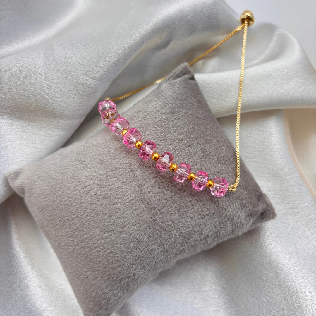 Metallic Crystal Bead Bracelet – Adjustable