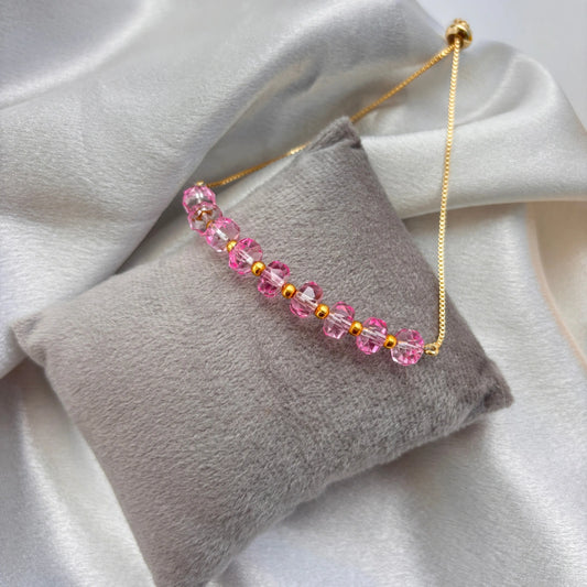 Metallic Crystal Bead Bracelet – Adjustable