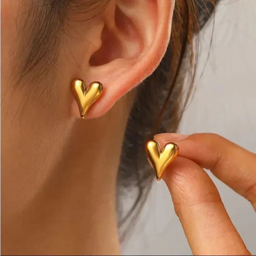 Puffy Heart Stainless Steel Studs
