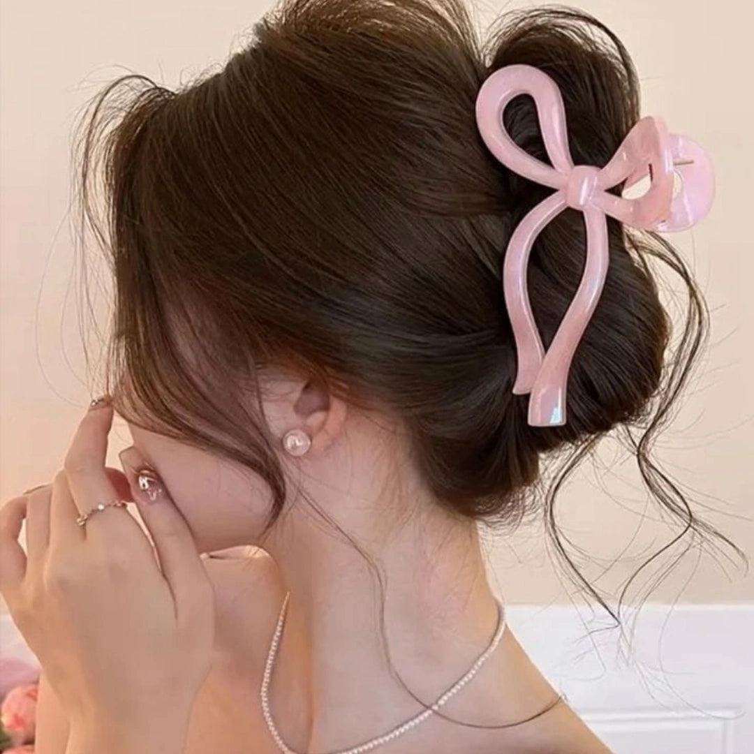 Pastel Shade Bow Hair Claw - Large