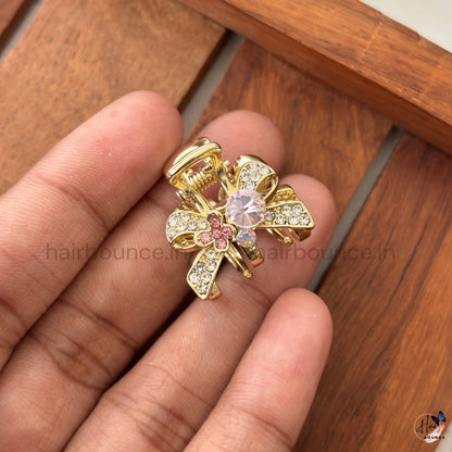 Crystal Bow Blossom Mini Hair Claw – Small