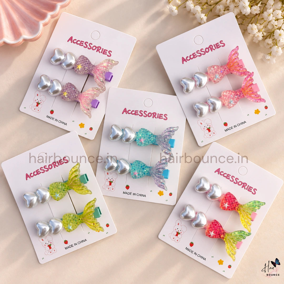 Glitter Mermaid Tail Alligator Hair Clips for Girls – Pack of 2