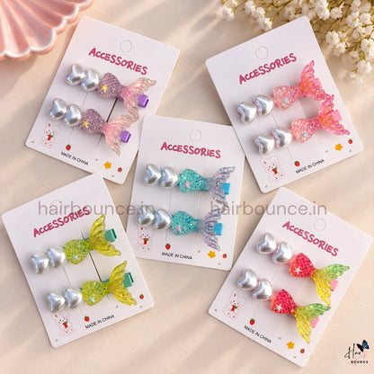 Glitter Mermaid Tail Alligator Hair Clips for Girls – Pack of 2