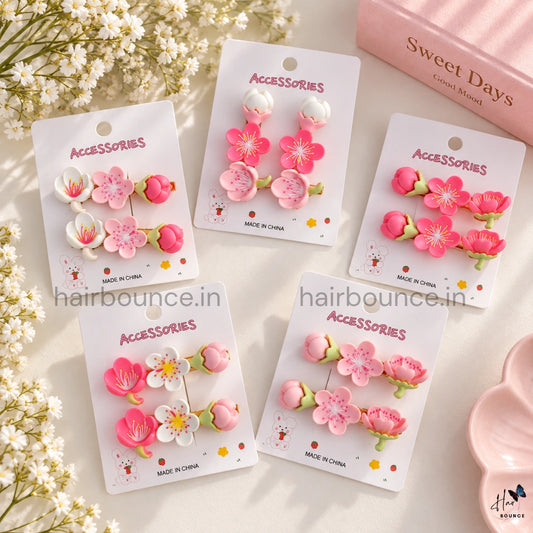 Ceramic Flower Alligator Clip - Set of 2
