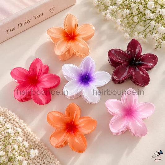 Glossy Floral Hair Claw – Large