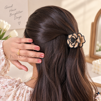 Matte Rose Flower Outline Hair Claw – Small