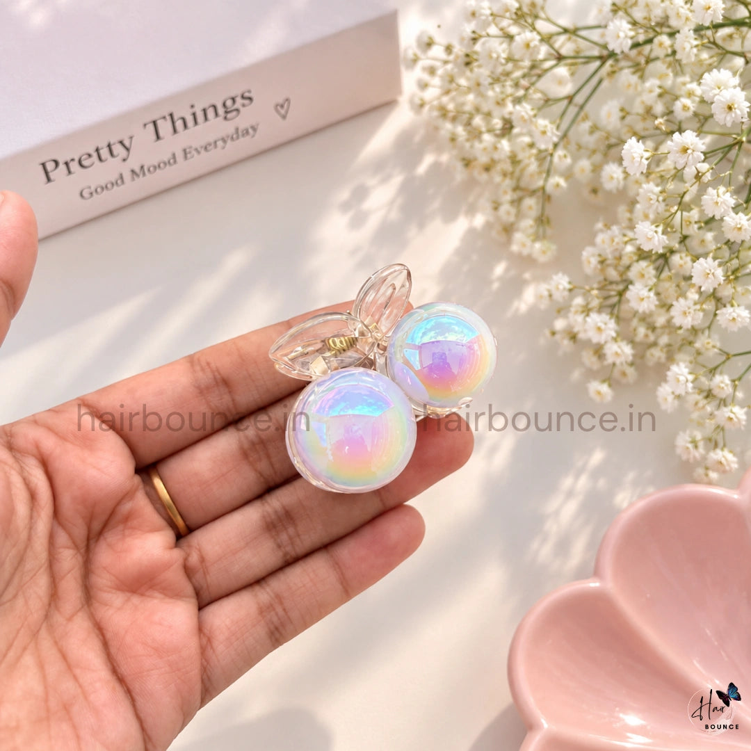 White Pearl Cherry Hair Claw - Medium