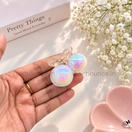 White Pearl Cherry Hair Claw - Medium