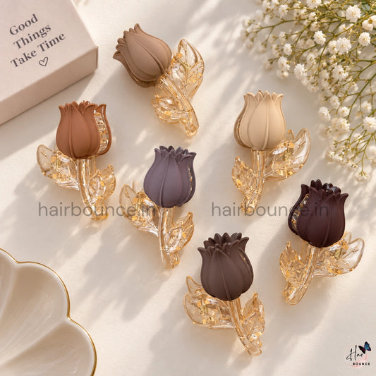Golden Bloom Tulip Hair Claw – Medium