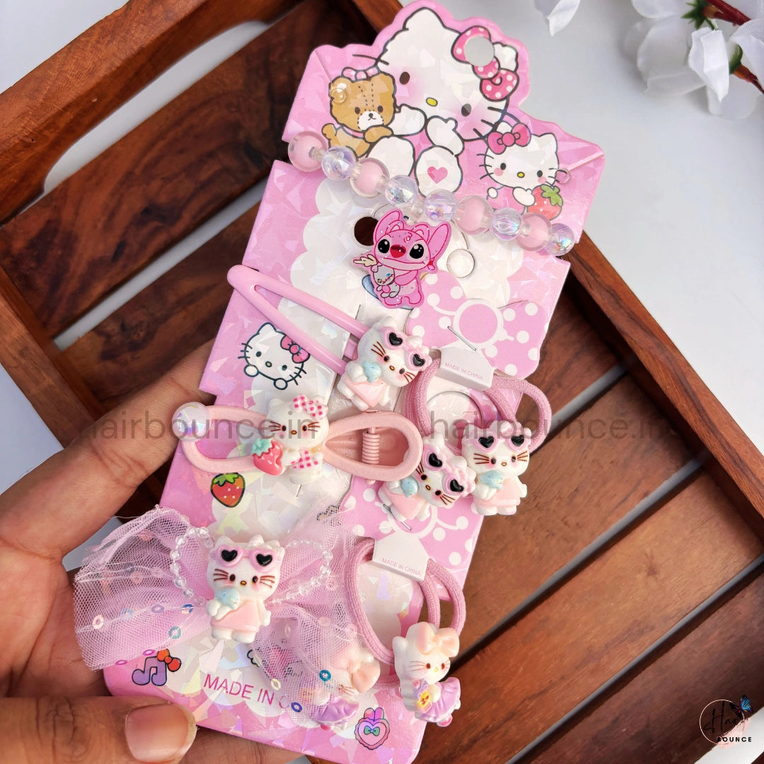 Sweet Kitty Kids Hair Accessories Combo Set – Pink