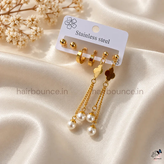Pearl Charm Hoop & Stud Set