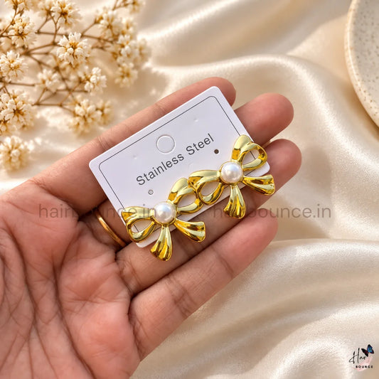 Pearl Bow Luxe Earrings