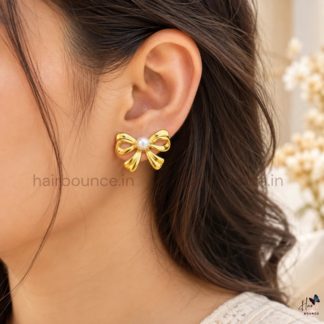 Pearl Bow Luxe Earrings