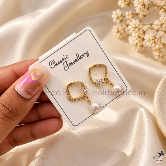 Pearl Cube Drop Earrings