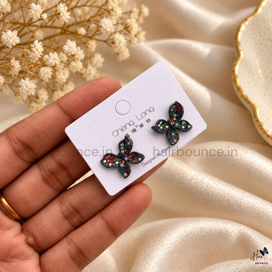 Sparkling Rainbow Butterfly Studs