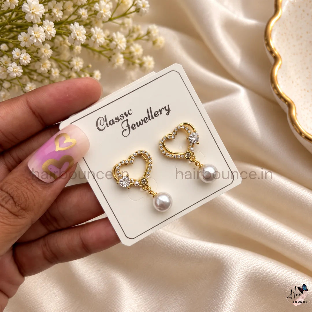 Sparkling Heart Pearl Drops