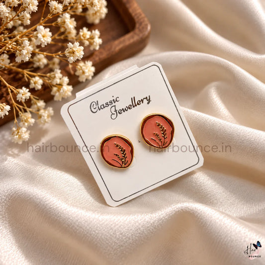Terracotta Leaf Stainless Steel Studs