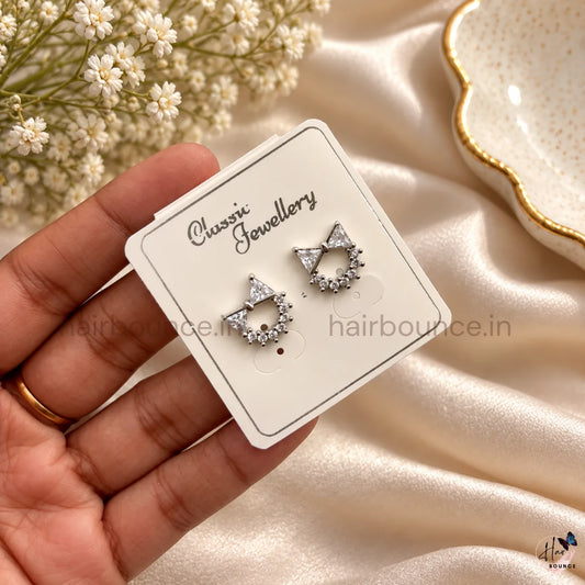 Silver Crown Crystal Studs