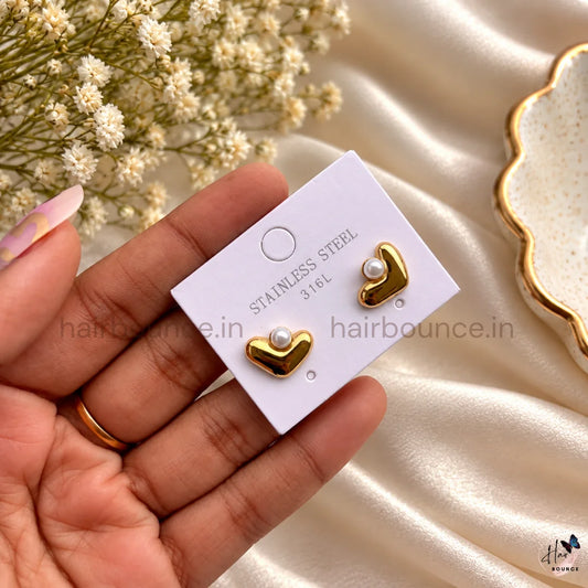 Pearl Heart Stainless Steel Studs