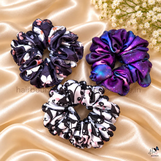 Cute Printed Mini Scrunchies – Pack of 3 / Small