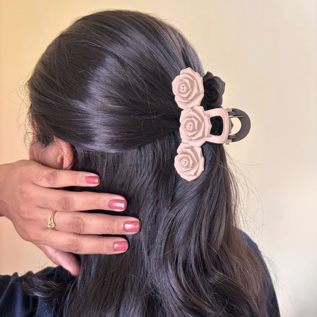 Dual Colour Triple Rose Hair Claw - Large