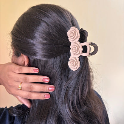Dual Colour Triple Rose Hair Claw - Large