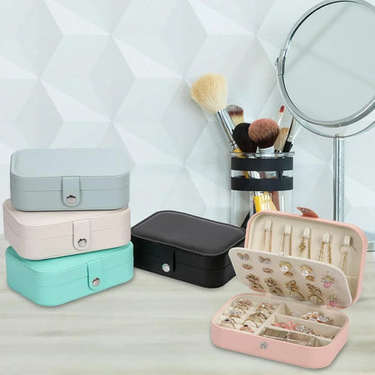 Leather Zipper Portable Storage Case with Dividers Container for Rings, Earrings, Necklace Home Organizer