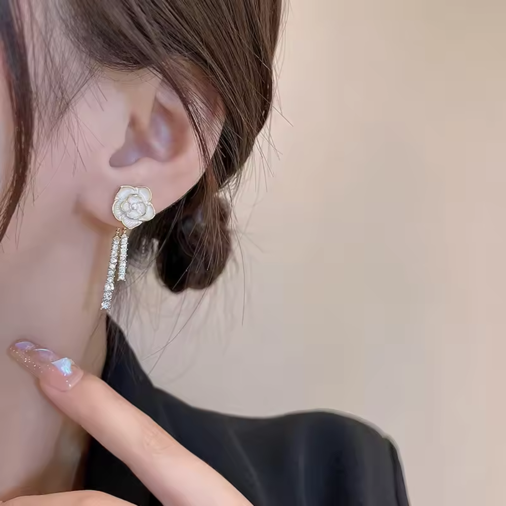 Metal Flower Dangle Earrings