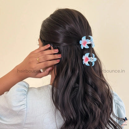 Soft Matte Plumeria Flower Hair Claw – Set of 3 (1 Large + 2 Small)